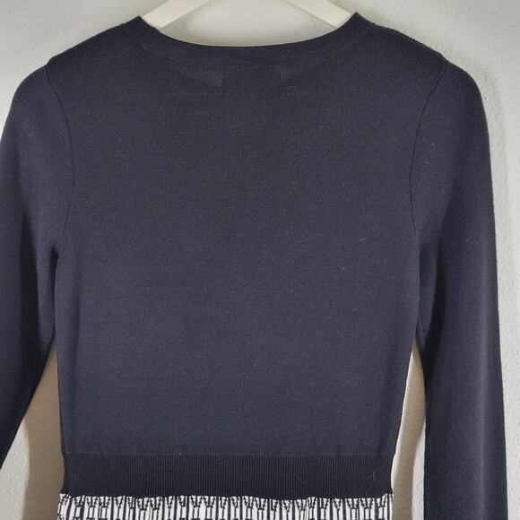 Cynthia Rowley Knit Sweater Dress Womens XS Black Geometric Classic office - Picture 3 of 10